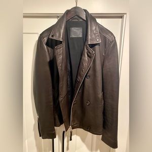 ALL SAINTS | GLENTON LEATHER PEA COAT